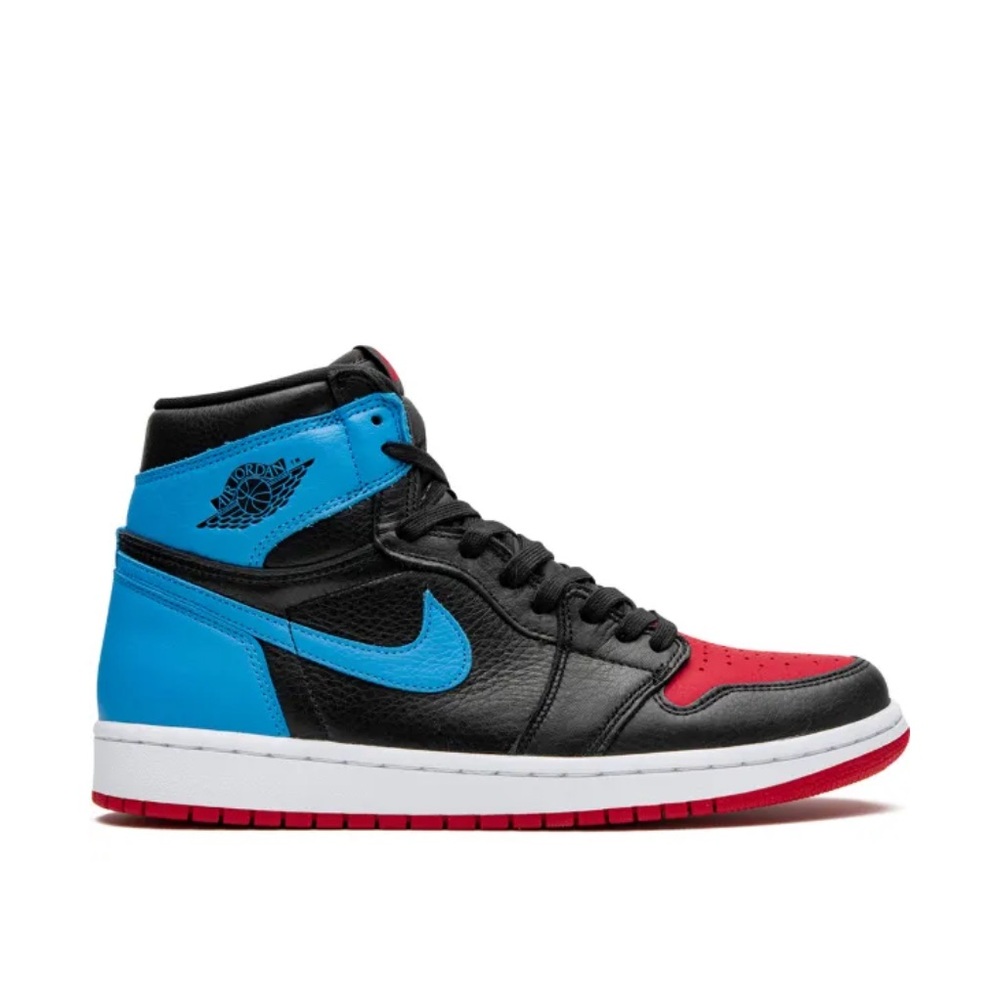 NWT Nike Air Jordan Black and Blue Sneakers with Red Tag